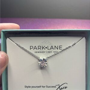 Park Lane Silver Necklace with Radiant Clear Gem